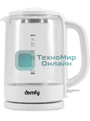 Чайник электрический Domfy DSW-EK304 1.7л. 2200Вт белый (корпус: стекло)