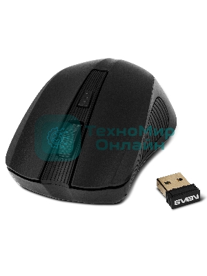 Мышь беспроводная SVEN RX-400W черный, 1400 dpi, радиоканал, USB, кнопки - 4