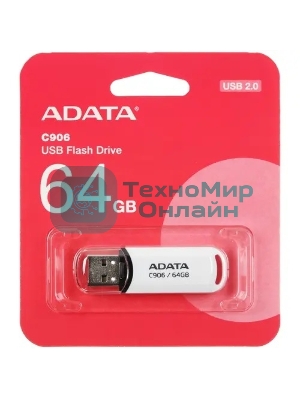 Флешка USB ADATA Classic C906 (AC906-64G-RWH), 64Gb, USB 2.0, R/W 15/5, белый