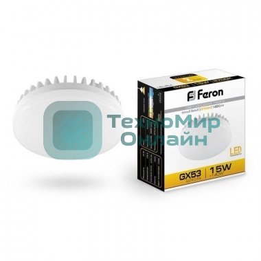 Лампа светодиодная Feron LB-454 15Вт GX53 теплый таблетка