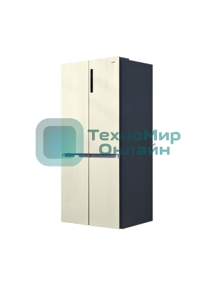 Холодильник Centek CT-1746 бежевый стекло трехкамерный 388/212л морозилка снизу, No Frost, Side by Side