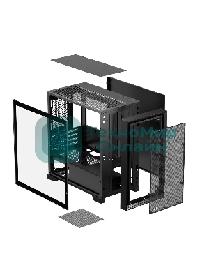 Компьютерный корпус без блока питания PCCooler C3D310 BK, Mesh Mid Tower, Black, TG, 0.6 SPCC, no fans mATX, mITX 165/350/200мм 3x2.5