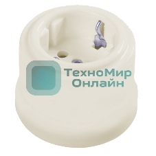 Розетка Bironi B1-101-211 1-м ОП Лизетта, 16А IP20, ретро с заземлением, ABS-пластик, слоновая кость