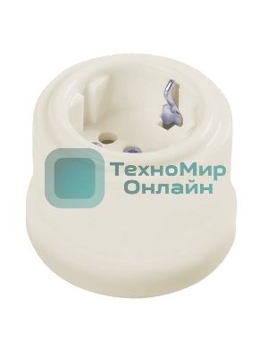 Розетка Bironi B1-101-211 1-м ОП Лизетта, 16А IP20, ретро с заземлением, ABS-пластик, слоновая кость