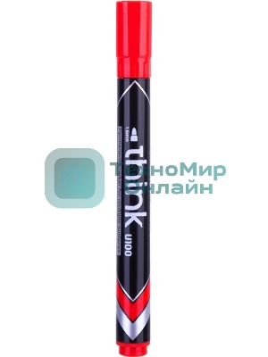 Маркер перманентный Deli Think EU10040, круглый пишущий наконечник, 2мм, красный