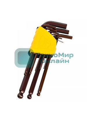 Ключ Deli Набор шестигранных ключей с шаром удлиненных Deli DL230709G 9 шт S2, размеры 1,5,2,2,5,3,4,5,6,8,10мм, пластиковый держатель