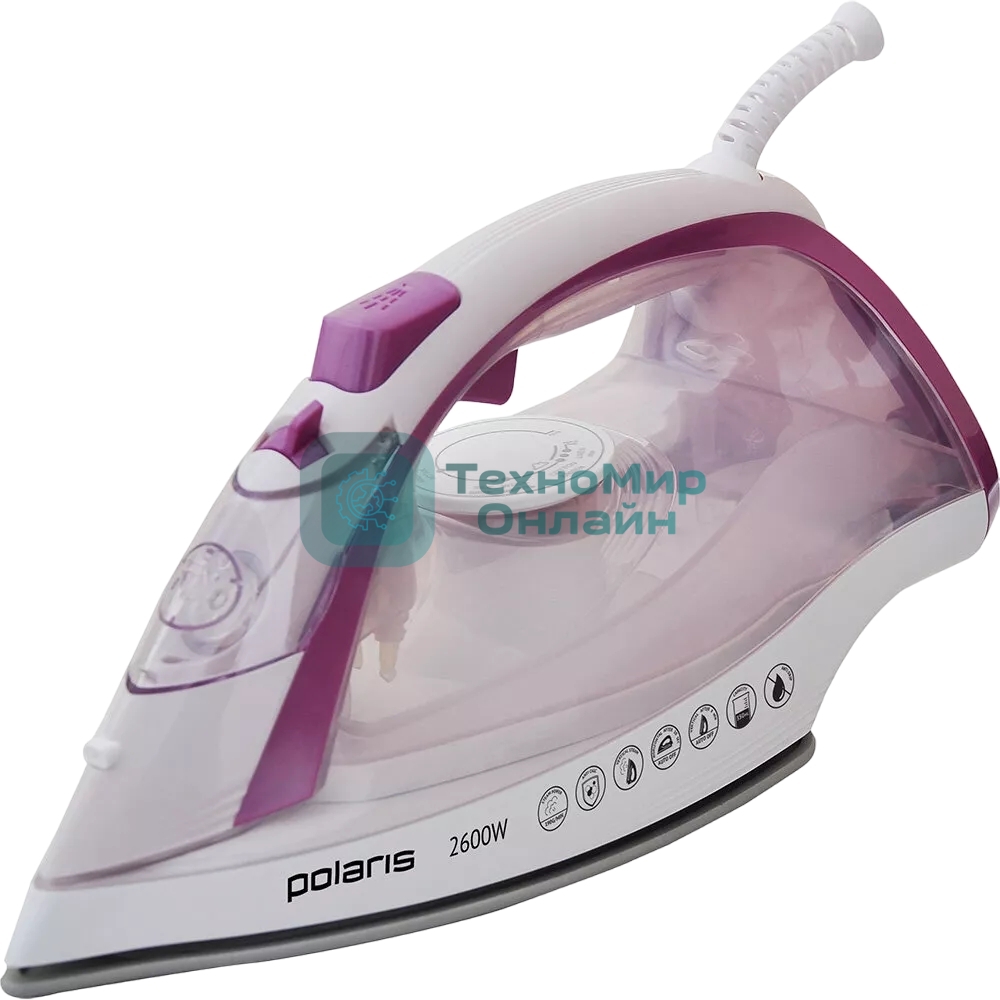 Утюг Polaris PIR2668AK 3m белый/розовый 2600Вт