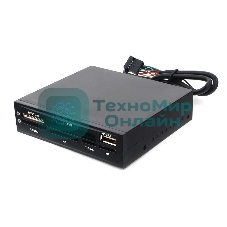 Кард-ридер Gembird FDI2-ALLIN1-02-B/черный/SD/T-Flash/Micro-SD/Micro-SDHC/Micro-SDXC/USB 2.0/метал