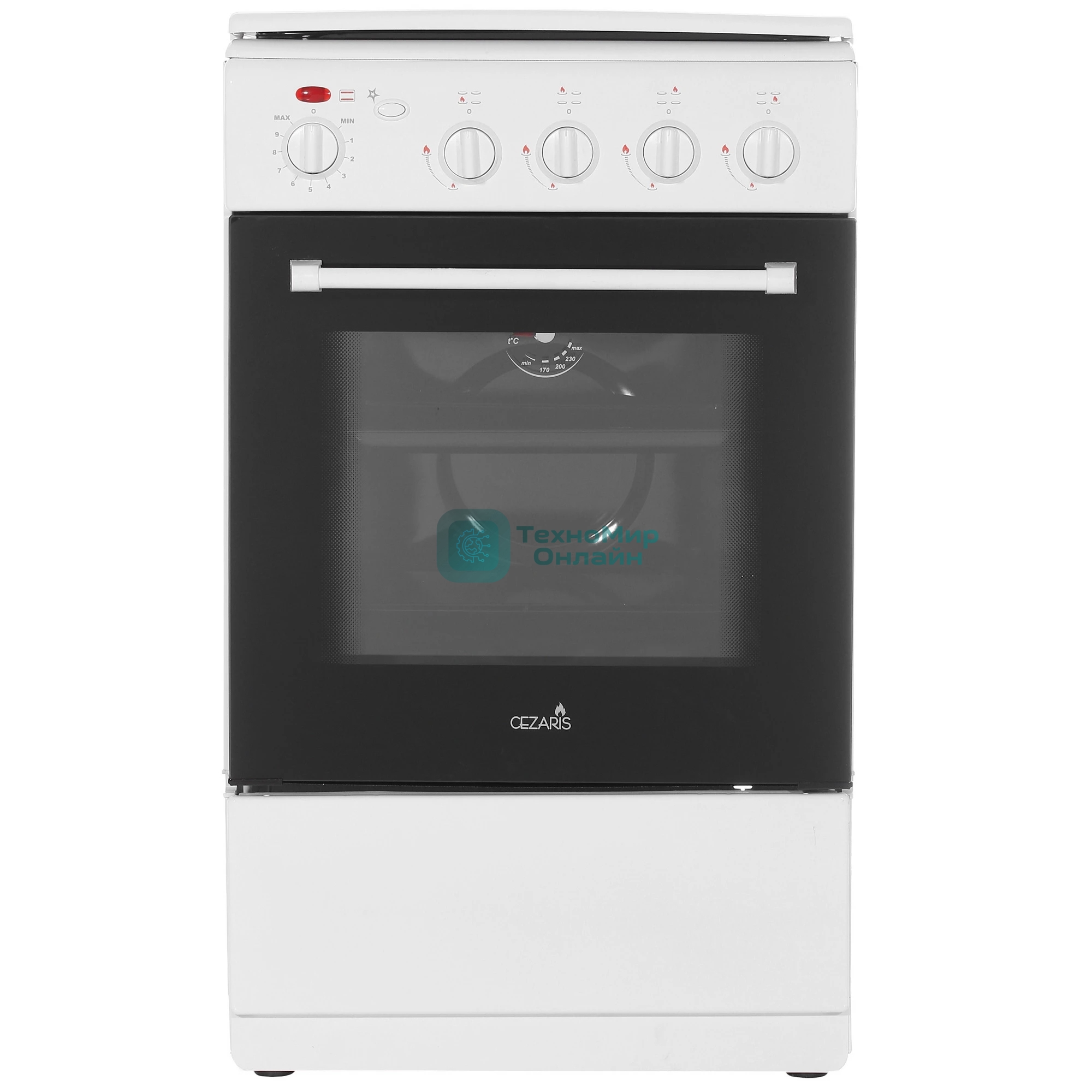 Плита комбинированная Cezaris ПГЭ 1000-03 белый, конфорок 4 шт, духовка 45 л, 51 см x 85 см x 52 см