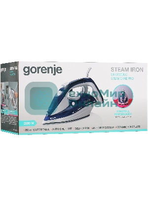 Утюг Gorenje SIH2600BLC синий/белый, 2600 Вт, 30 г/мин, 90 г/мин, 350 мл