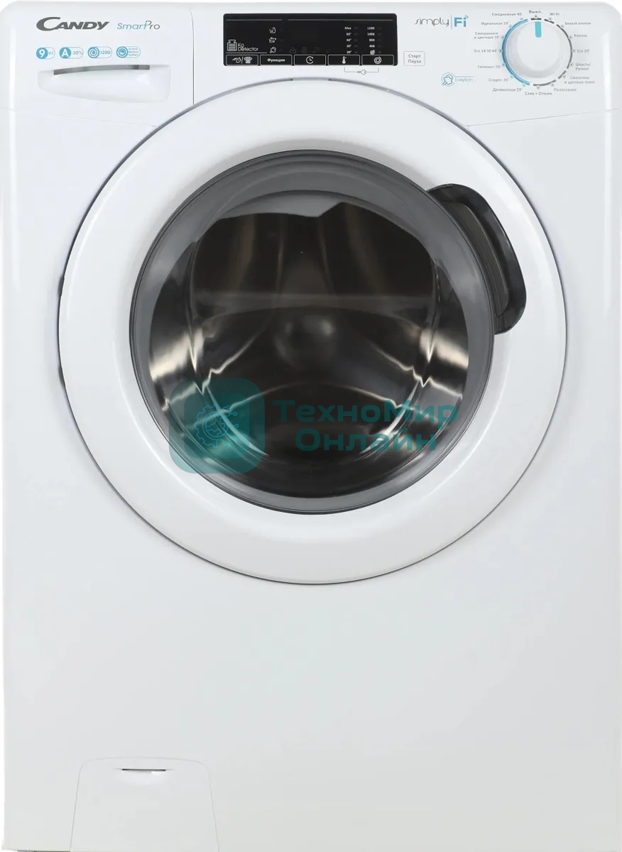 Стиральная машина Candy Smart Pro CSO 129T3/1-07 белый, загрузка фронтальная 9 кг, 1200 об/мин., класс: А