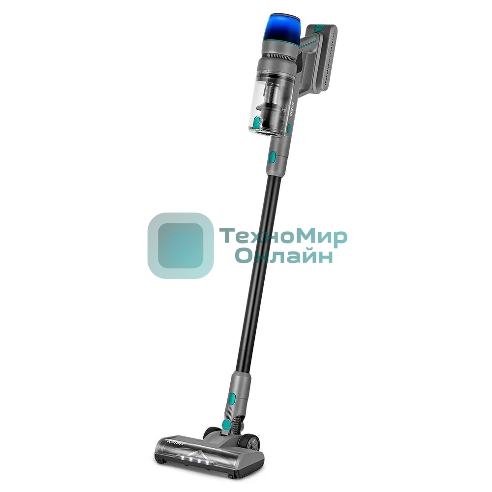 Пылесос вертикальный Kitfort КТ-5305 серый/синий, питание от аккумулятора, 225 Вт, уборка сухая, пылесборник 0.5 л