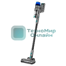 Пылесос вертикальный Kitfort КТ-5305 серый/синий, питание от аккумулятора, 225 Вт, уборка сухая, пылесборник 0.5 л