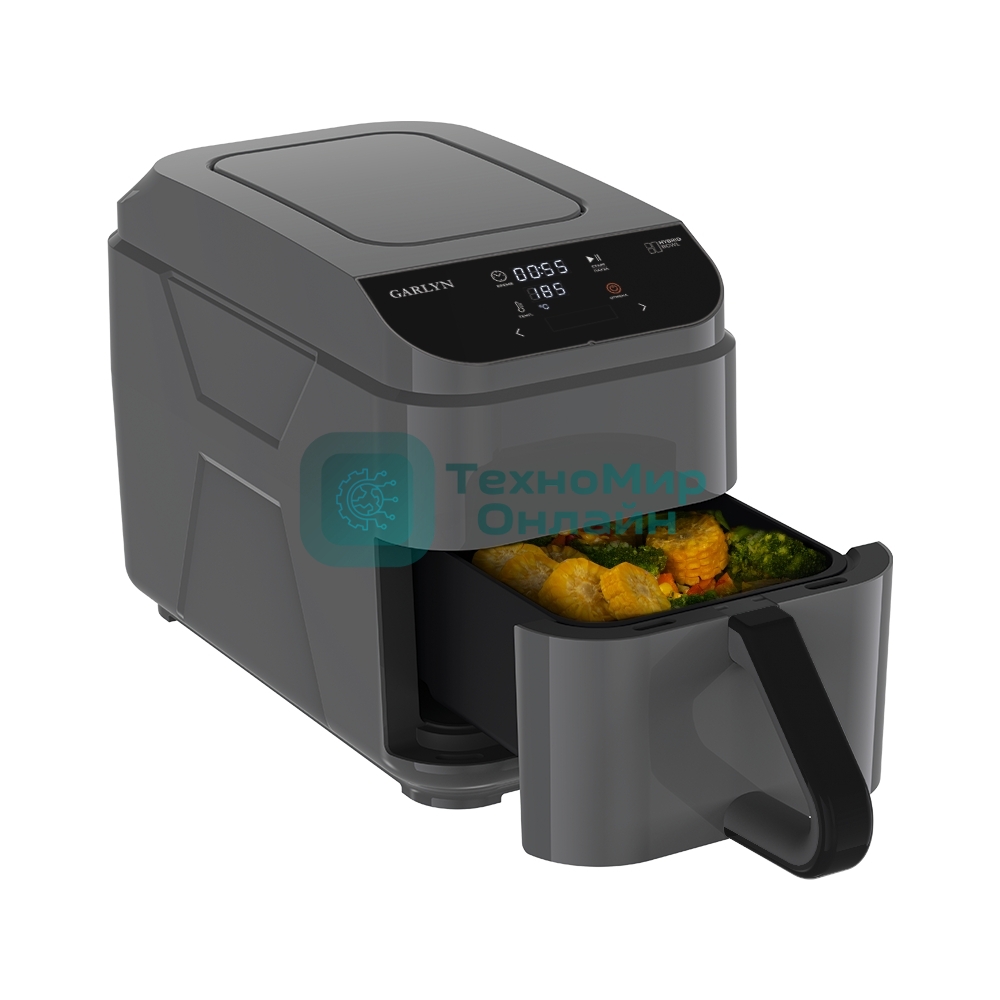 Аэрогриль GARLYN AG-1500 серый, 1500 Вт, 5.5 л, сенсор, 17 программ