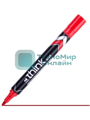 Маркер перманентный Deli Think EU10040, круглый пишущий наконечник, 2мм, красный