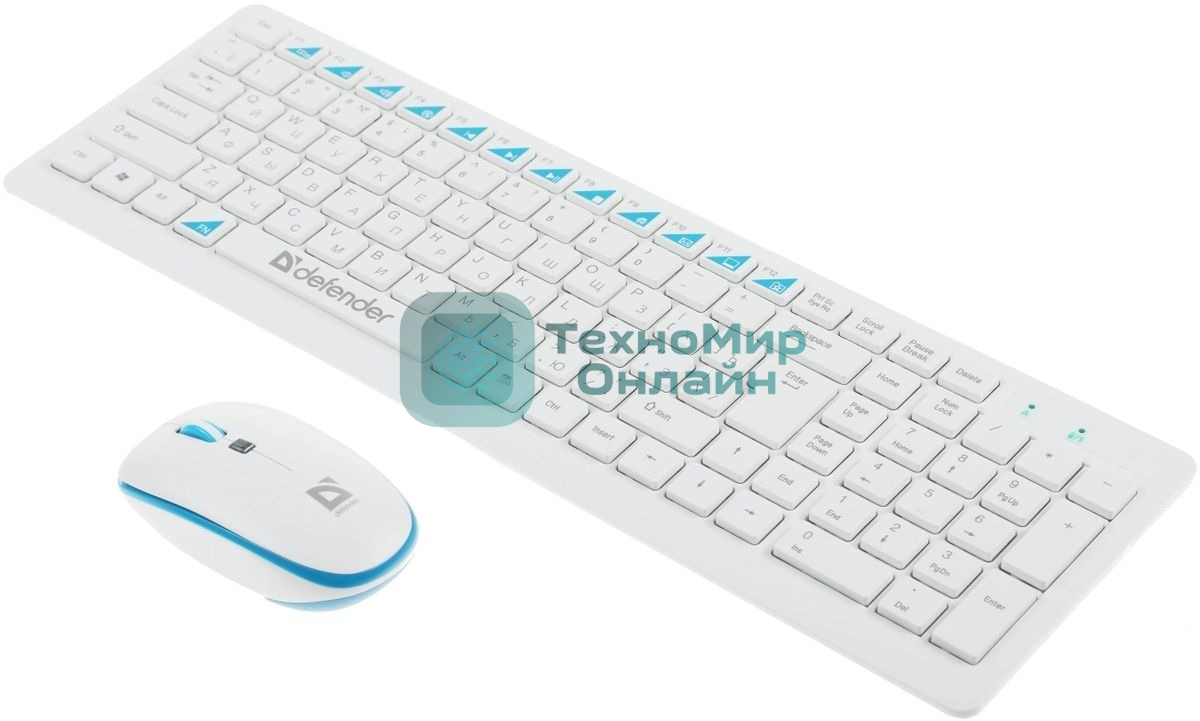 Комплект клавиатура+мышь Defender Skyline 895 беспроводной, USB, 2000 DPI, белый