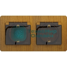 Розетка 2-ая с/з, со шторками, в сборе, IP44 SE Glossa Дерево Дуб