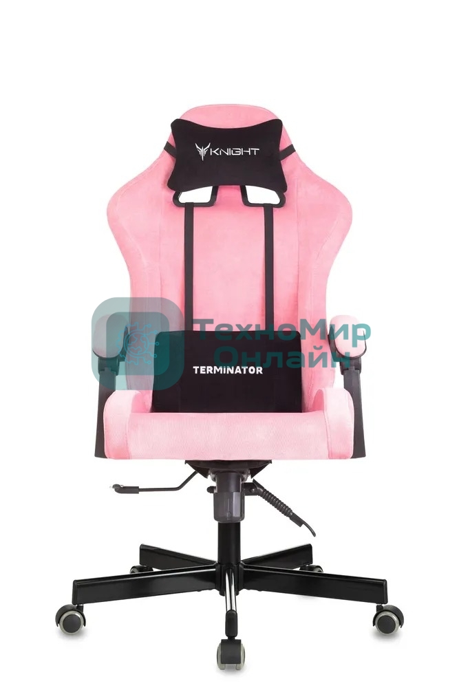 Кресло Knight Terminator розовый, велюр, 120 кг, механизм качания