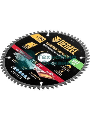 Пильный диск по алюминию Denzel ф190 х 30 мм, 64 зубьев