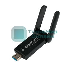Сетевой адаптер WiFi+Bluetooth Gembird WNP-UA-020 двухдиапазонный с антеннами, 1300 Мбит, USB, 802.11b/a/g/n/ac