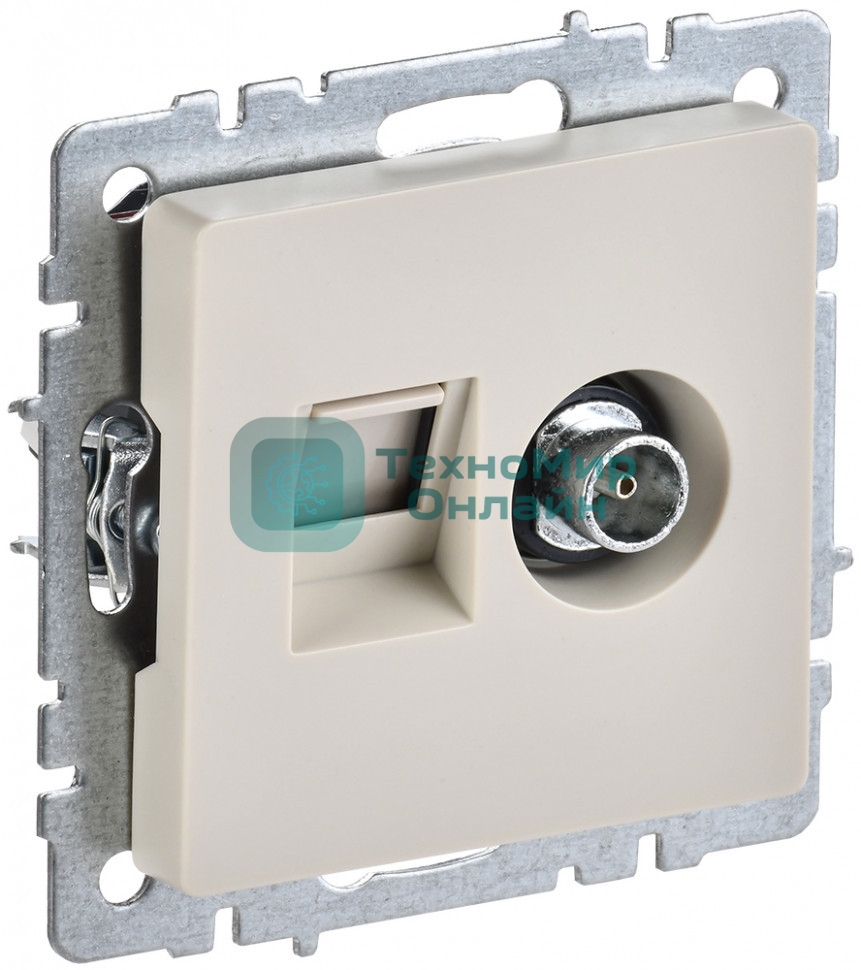 Розетка телевизионная двойная TV+RJ45 IEK BRITE РТВ/РК12-БрКр кат.5E бежевый