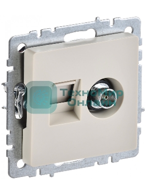 Розетка телевизионная двойная TV+RJ45 IEK BRITE РТВ/РК12-БрКр кат.5E бежевый