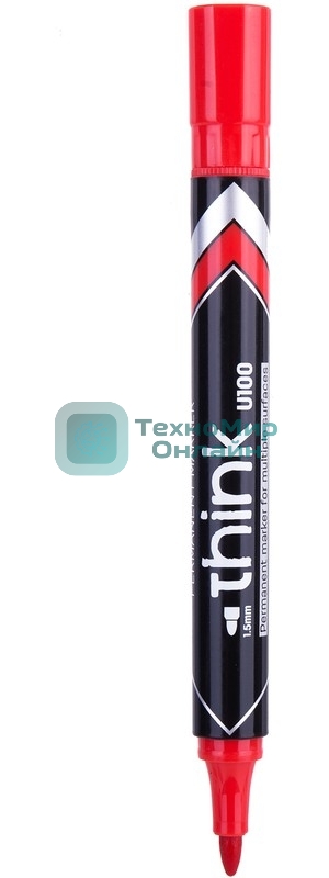 Маркер перманентный Deli Think EU10040, круглый пишущий наконечник, 2мм, красный