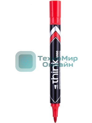 Маркер перманентный Deli Think EU10040, круглый пишущий наконечник, 2мм, красный