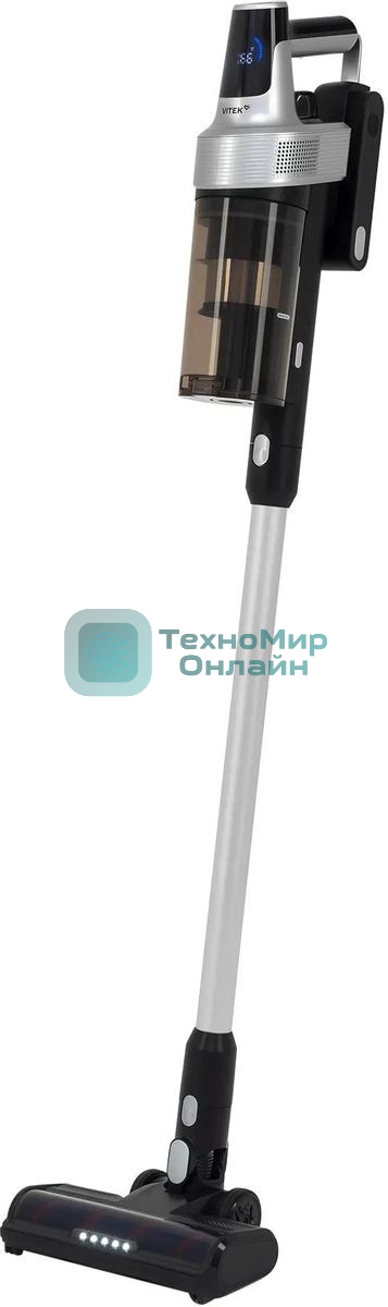 Пылесос вертикальный Vitek VT-CLS01LIGHT темно-серый/серебристый, питание от аккумулятора, 250 Вт, уборка сухая, пылесборник 0.55 л