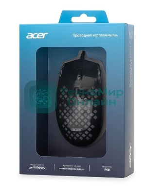 Мышь проводная Acer OMW134 черный, 3200 dpi, USB, кнопки - 6