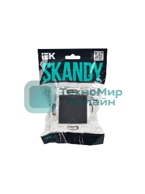 Розетка 1-м IEK SKANDY SK-R11G 16А IP44 с заземл. защ. штроки с крышкой графит SK-R16-16-44-K53