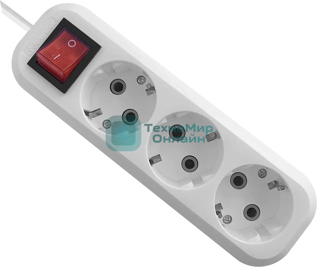 Удлинитель Defender L330 белый, 15 м, EURO, 3 розетки, 3500 Вт