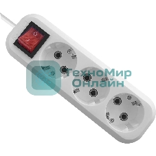 Удлинитель Defender L330 белый, 15 м, EURO, 3 розетки, 3500 Вт