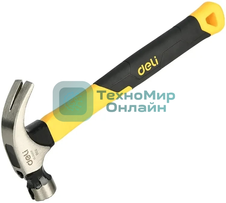 Молоток-гвоздодер Deli DL5001F 225 гр магнит, противоскользящий боек, фиберглассовая рукоять