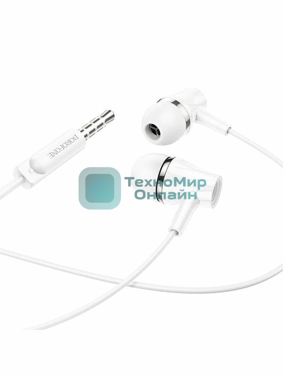 Проводные наушники Borofone BM69 белый, внутриканальные, Jack 3.5 мм
