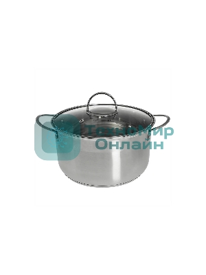 Кастрюля WEBBER BE-349/2 4,8 л, 22 см, из нержавеющей стали со стеклянной крышкой