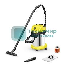 Строительный пылесос Karcher WD 3 S V-19/4/20 (YSY) 1000Вт (уборка: сухая/сбор воды) желтый