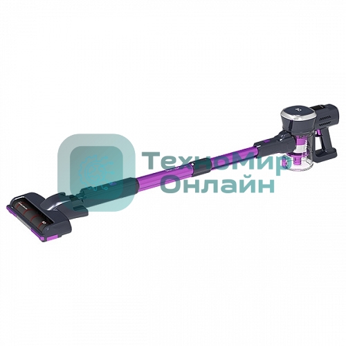 Пылесос вертикальный BQ VCA0201H фиолетовый/серый, питание от аккумулятора, 110 Вт, уборка сухая, пылесборник 0.6 л, работа от АКБ max 40 мин