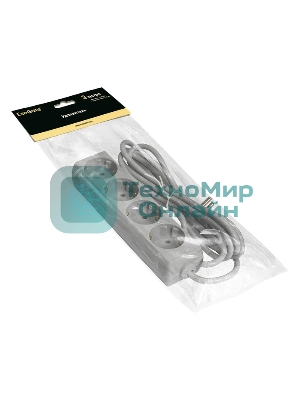 Удлинитель ExeGate ECE-4-3G (EX285814RUS), серый, 3 м, евровилка с заземлением, 4 евророзетки с заземлением, 2200 Вт