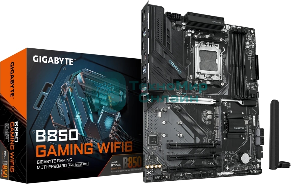 Материнская плата Gigabyte B850 GAMING WIFI6, AM5, AMD B850, 4xDDR5, 4xSATA, 3xM.2, 1xPCIe 5.0 x16, 3xPCIe 3.0 x16, 1xHDMI, 1xDP, 1x1Gb LAN, Wi-Fi 6, Bluetooth 5.3, 1xUSB-C 5Gbps, 2xUSB-A 10Gbps, 2xUSB-A 5Gbps, 4xUSB-A 2.0, 1xPS/2, 3x3.5 мм, 7.1, ATX
