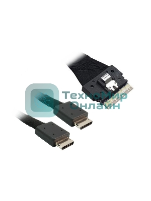 Кабель Amphenol RSL74-6658 Slimline SASx8 (SFF8654) -to- 2x OCuLink x4 (SFF8611), 1M, (аналог Broadcom 05-60001-00) 100