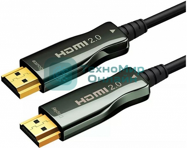 Кабель HDMI AOC-HM-HM-30M Wize, оптический, 30 м, 4K/60HZ, v.2.0, ARC, 19M/19M, черный, коробка