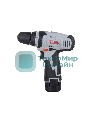 Дрель-шуруповерт Ресанта ДА-12-2Л, 12 В, 2 Ач, 40 Нм, щеточный
