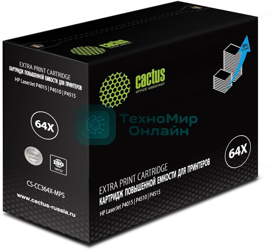 Картридж лазерный Cactus CS-CC364X-MPS черный (30000стр.) для HP LJ P4015/P4515