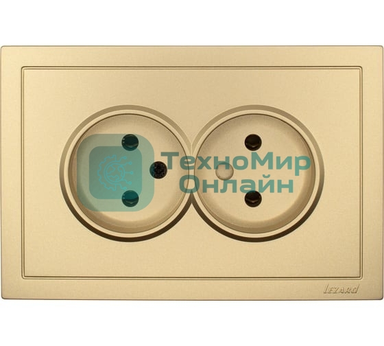Розетка LEZARD 704-3600-128BQC 2-мест. б/з СП ZIMA IP20 16А ПБТ безвинт. зажим зол.