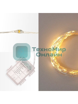 Гирлянда Neon-night Роса 20м 200 LED IP44 на батарейках 3хАА с пультом 8 режимов тепл. бел.
