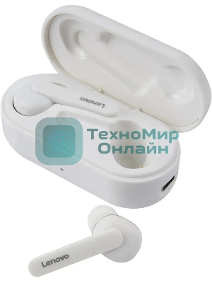 Гарнитура Lenovo HT28 белый, беспроводная, Bluetooth 5.0, TWS, до 4 ч