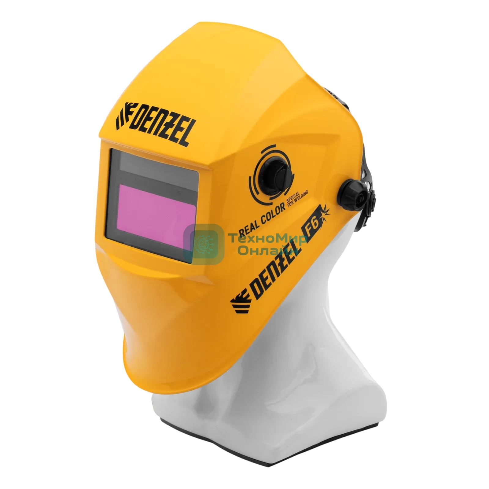 Щиток защитный лицевой (маска сварщика) Denzel F6, см. окно 93х43, Real Color, DIN 5-8/9-13