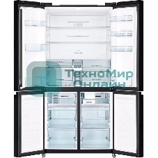 Холодильник Hitachi R-WB720PUC1 GPW белый стекло трехкамерный 357/103л морозилка снизу, No Frost, Side by Side