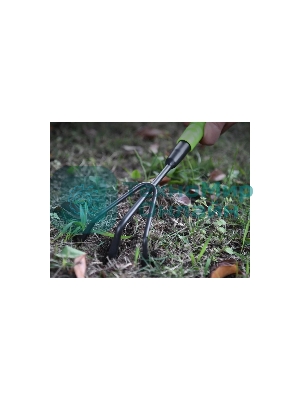 Рыхлитель садовый ручной трехзубый Deli DL580815 длина 30 см, защита от ржавчины и коррозии, противоскользящая рукоять